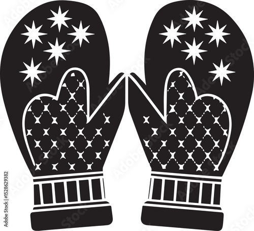 mittens vector illustration, mittens clipart, mittens ion, mittens silhouette vector icon black and white
