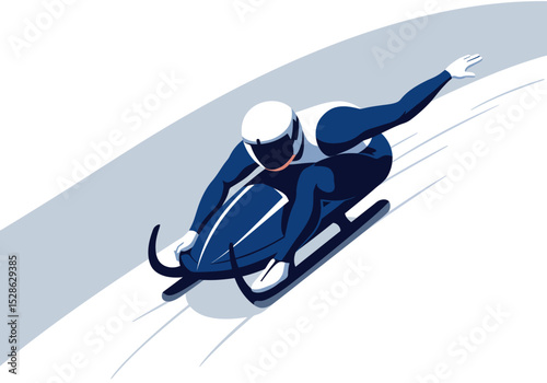A luge athlete speeding down a track on a sled arm extended for balance