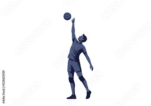 A male volleyball player is about to spike the volleyball