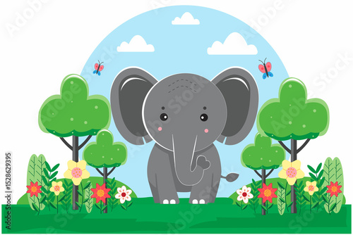 cartoon cute baby elephant.