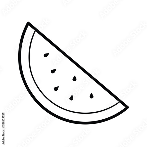 Simple line drawing of a watermelon slice summer fruit
