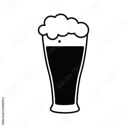 Glass of beer line drawing simple illustration