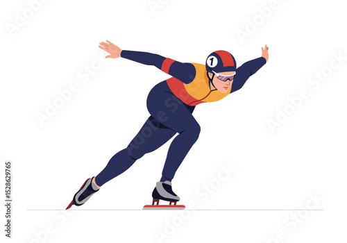 An athlete wearing number 1 and skates appears to speed skate