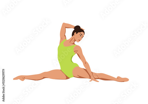 Gymnast does the splits stretches