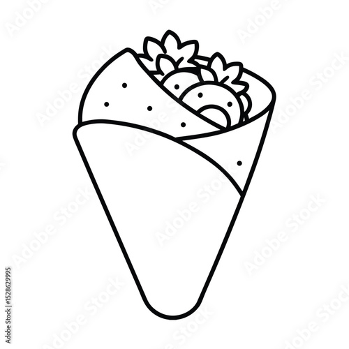 Delicious crepe line drawing food illustration