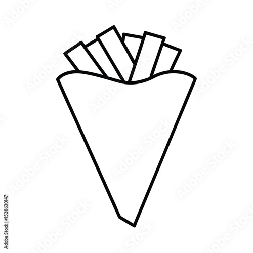 French fries in a cone line drawing simple fast food illustration