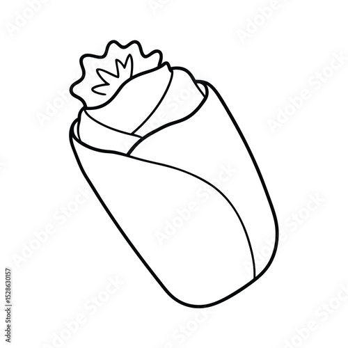 Simple line drawing of a delicious burrito
