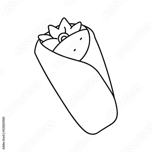 Simple line drawing of a burrito food illustration