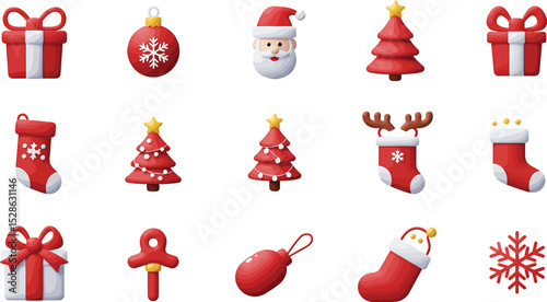 Festive Christmas Icons Gifts Tree Santa and More