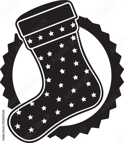 stocking vector illustration, stocking clipart, stocking silhouette vector icon black and white