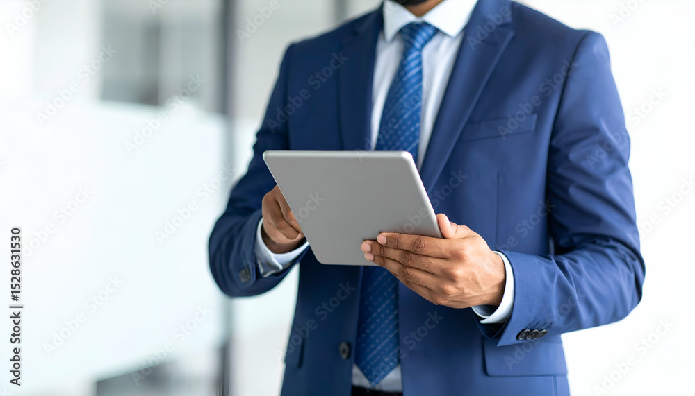 Businessman Using Tablet Computer, Close-Up View Businessman Using Tablet Computer, Close-Up View