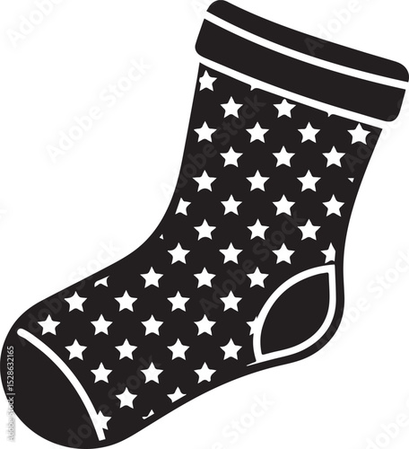 stocking vector illustration, stocking clipart, stocking silhouette vector icon black and white