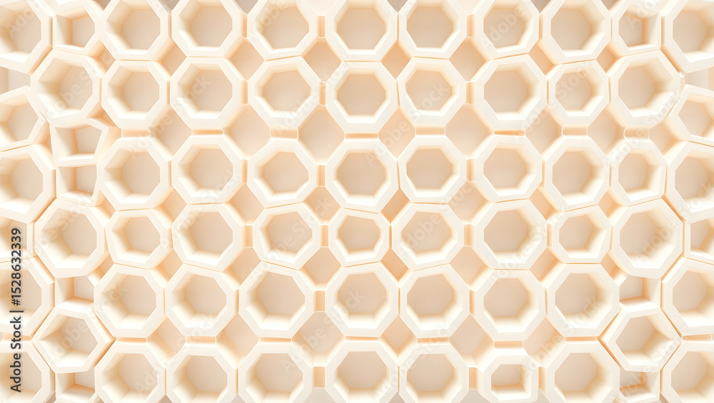 Obraz premium Abstract Hexagon Pattern Cream and White Geometric Background Texture