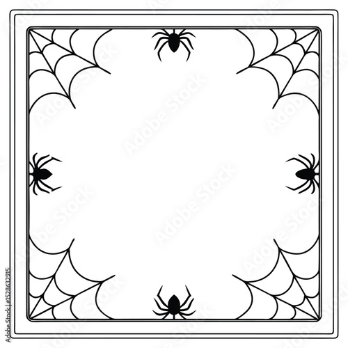 Spooky halloween frame with spiders and spiderwebs perfect for invitations and designs