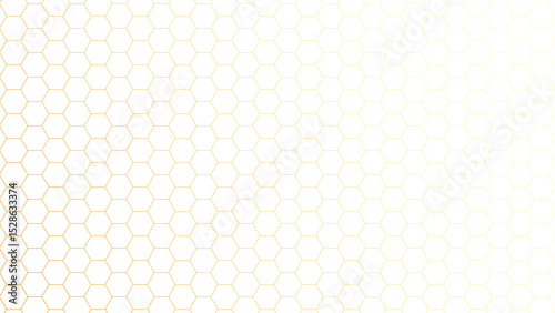 Golden cube hexagon shape isolated on transparent background. Hexagon pattern. Honeycomb seamless texture. Grid hexagonal cell texture