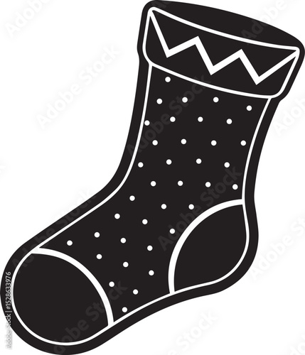 stocking vector illustration, stocking clipart, stocking silhouette vector icon black and white