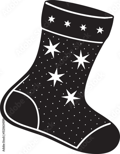 stocking vector illustration, stocking clipart, stocking silhouette vector icon black and white