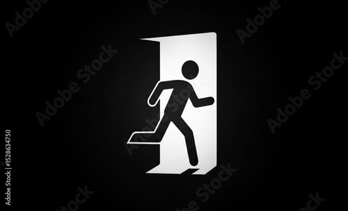 Emergency Exit Sign with Running Figure | Simple Safety Symbol for Evacuation Plans, Escape Routes, and Building Signage