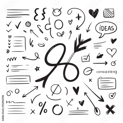 Collection of Hand-Drawn Doodles and Symbols