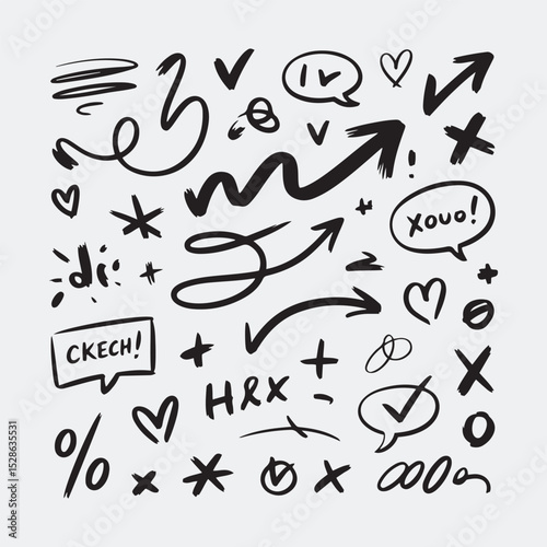 Hand-Drawn Doodle Symbols and Icons Collection for Design