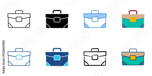 Briefcase icon set multiple style collection 
