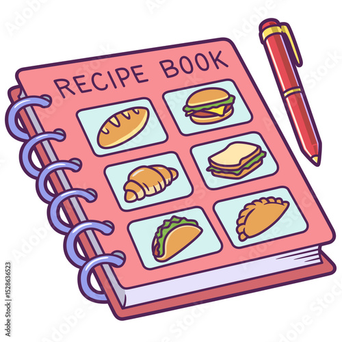 recipe book cartoon sticker illustration