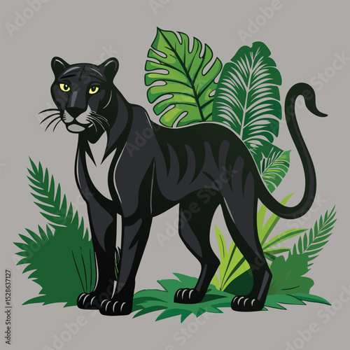 Untamed Majesty  Witnessing the Elusive Panther Roaming Freely Through the Heart of the Verdant Jungle