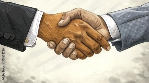 Animated Video Illustration of Handshake Between Two Businessmen