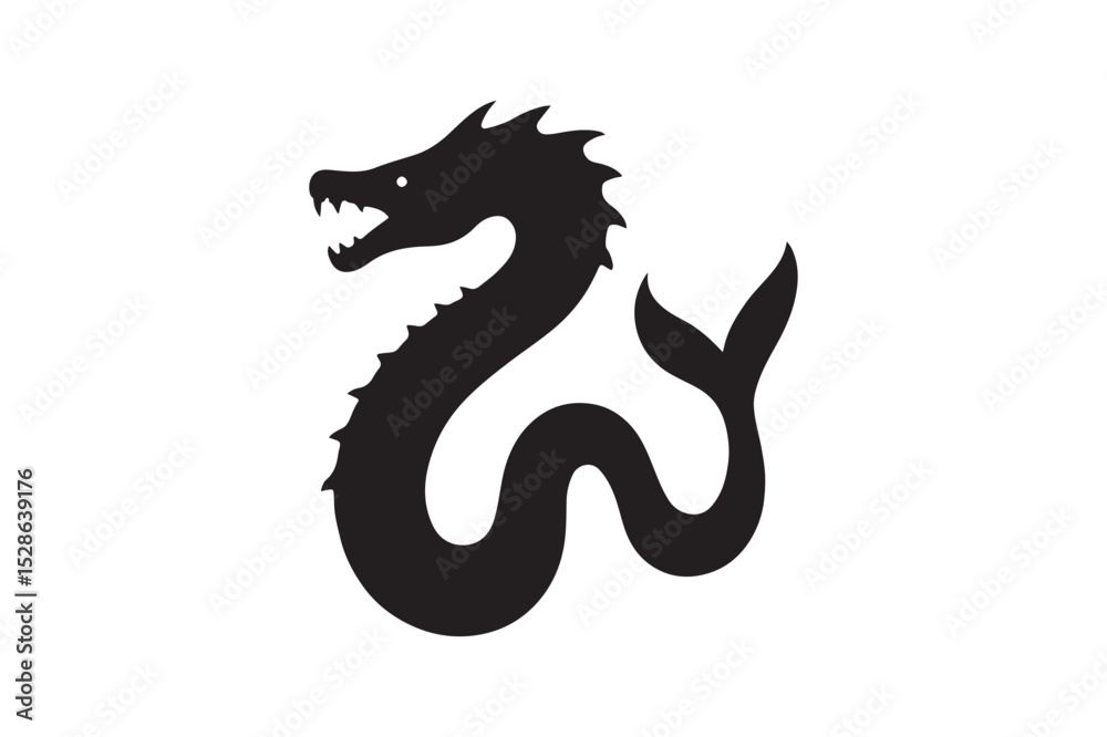 Obraz premium Leviathan Deep silhouette vector with white background