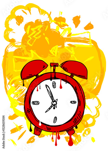 Alarm Clock graffiti. Abstract modern street art decoration performed in urban painting style.