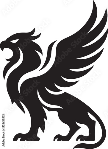 Majestic Black Griffin Heraldic Vector