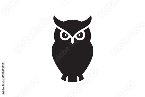 Owl Vision icon silhouette vector with white background