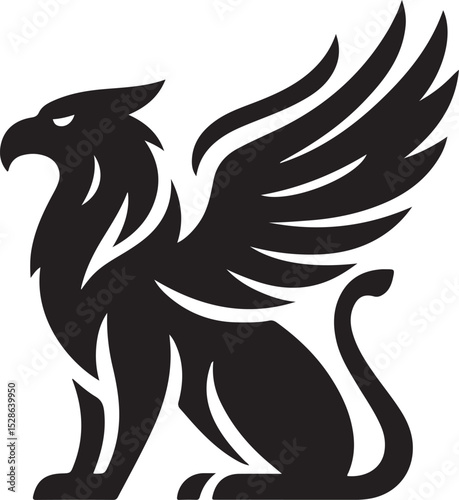 Majestic Black Griffin Heraldic Vector