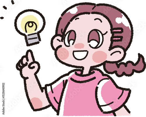 ひらめいた女の子のイラスト