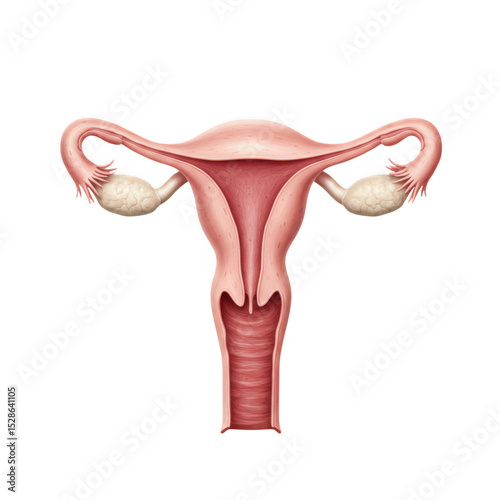 Anatomy of the female reproductive system uterus ovaries fallopian on transparent background