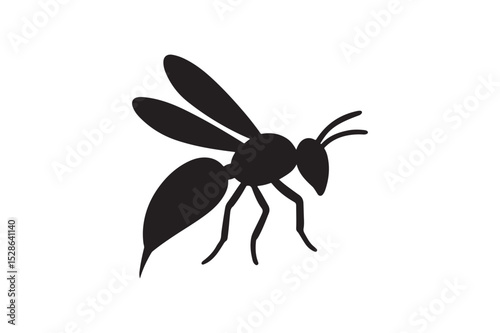 Wasp Sting silhouette vector with white background
