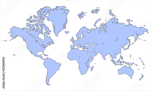 World map accurate scale-08, world map vector image, modern world map, Illustration, eps 10, worldwide, all continents, all countries, worldwide project