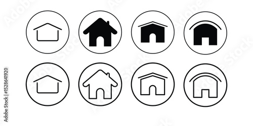 Minimalist Home Icons Set – Modern House Symbol Vector Collection for UI & Web Design