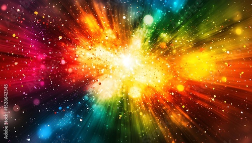 Vibrant rainbow explosion colorful festive background