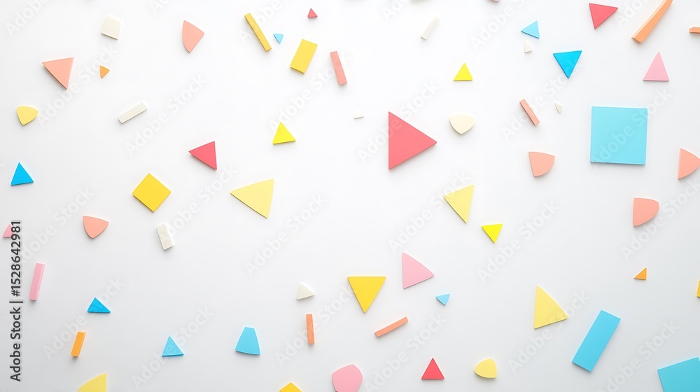 Colorful geometric shapes scattered on a white background. Colorful geometric shapes scattered on a white background.