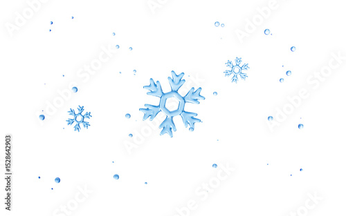Transparent falling snowflakes as the background, 3d rendering.
