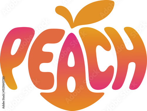 Peach logo word "PEACH" artfully arranged in the shape of the fruit itself