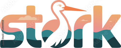 Stork Logo Design using stork word typography