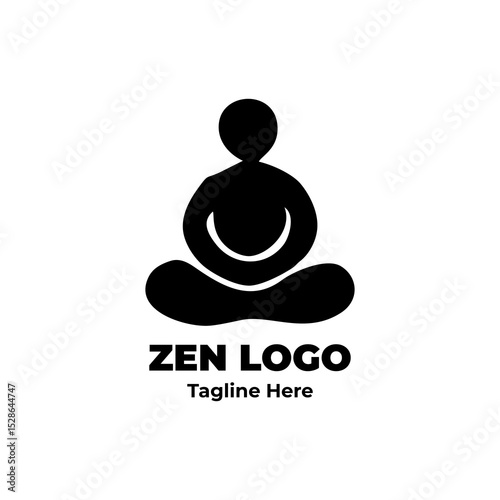 Zen logo, spiritual icon, inner peace symbol, balance brushstroke, abstract enso for holistic branding, wellness theme, mindfulness graphic, and mental health logo