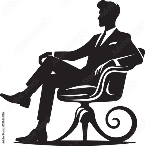 man sitting on armchair vector illustration, man silhouette vector isolated on white background