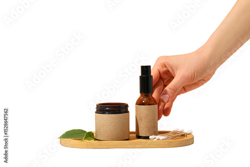 Wallpaper Mural Natural skincare on a simple tray, isolated on white, PNG Torontodigital.ca