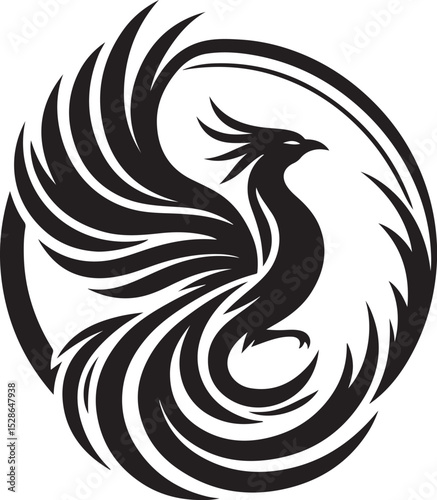 Majestic Phoenix Bird Rebirth Vector Icon