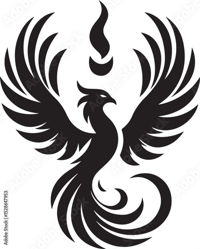 Majestic Phoenix Bird Rebirth Vector Icon
