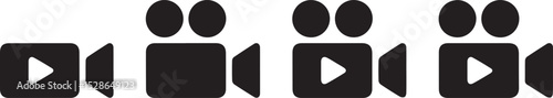Video Camera Icons in Black Color Symbol for Film and Movie