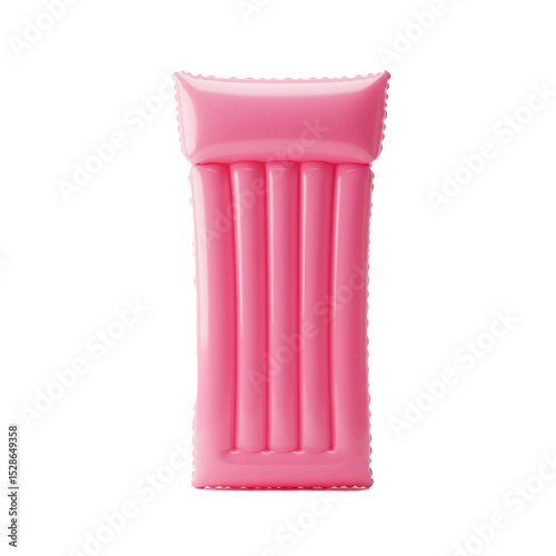 pink inflatable air mattress isolated on white background  